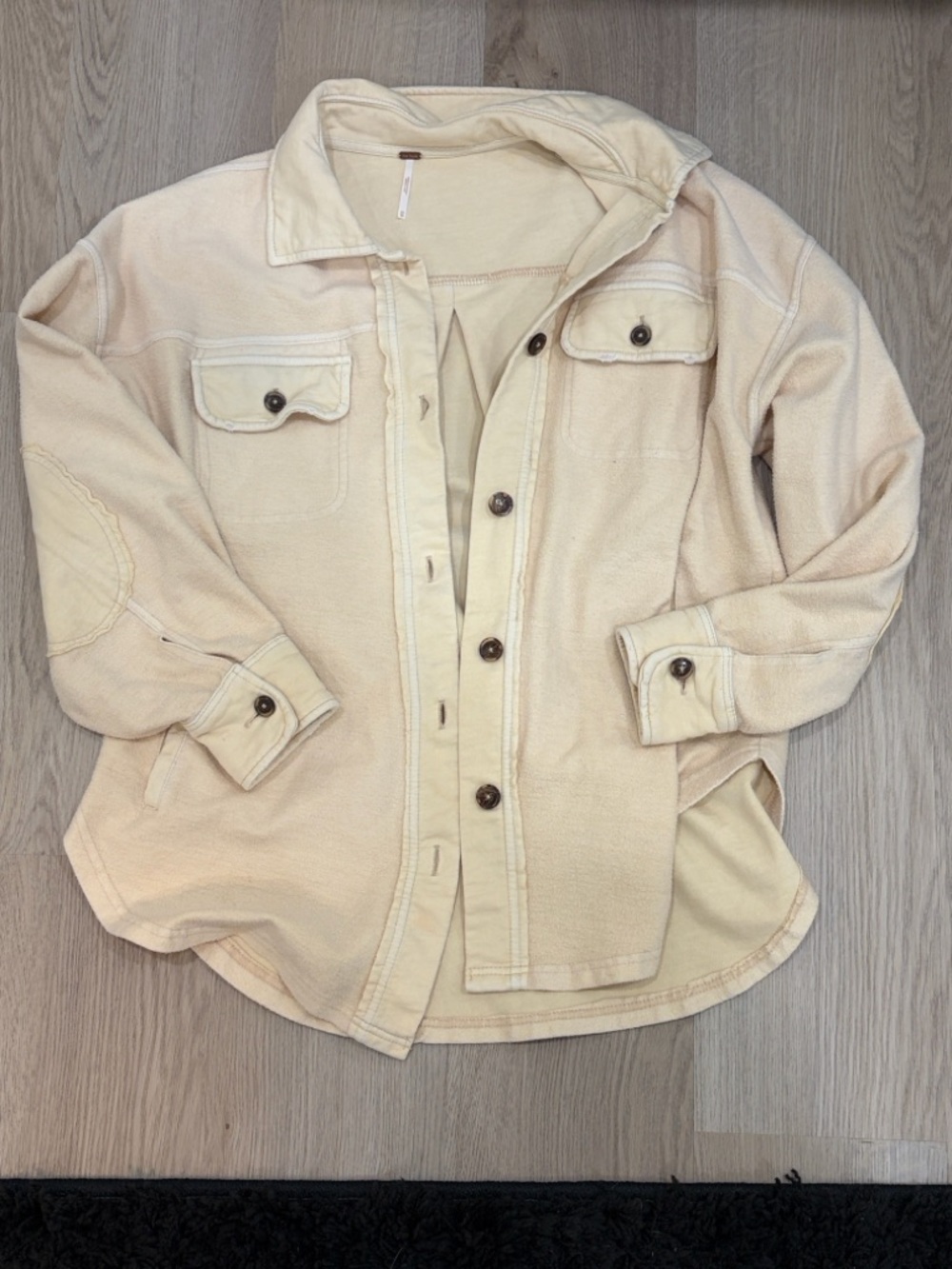Light Yellow Women's Fleece Shacket Jacket